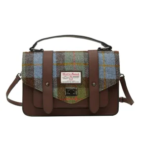 Harris Tweed  Mini Sachel bag-Chestnut/blue