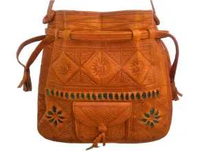 Heritage Tote - Orange with Turquoise stars