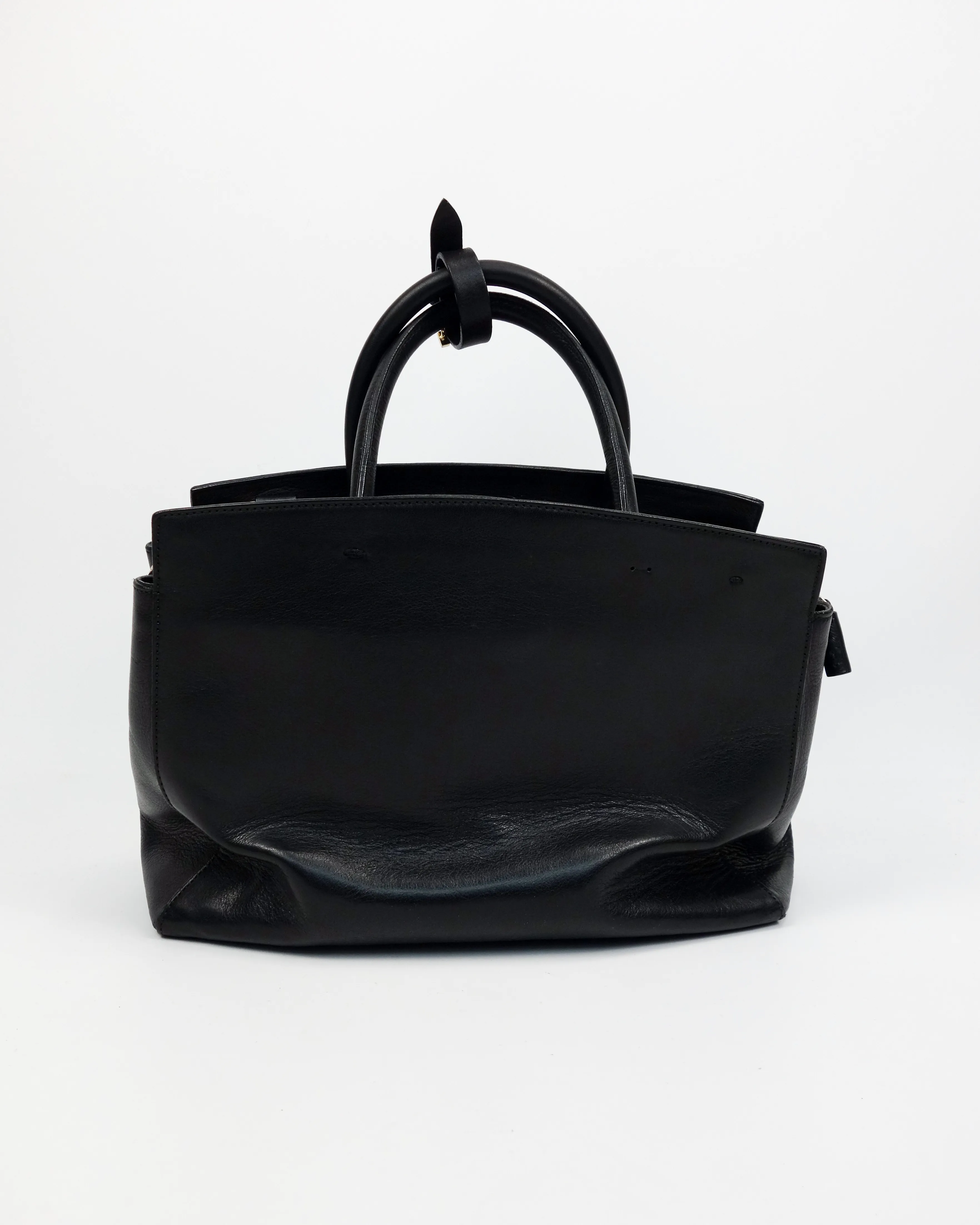 Iceberg Black Squared Hand Leather Bag 2000's