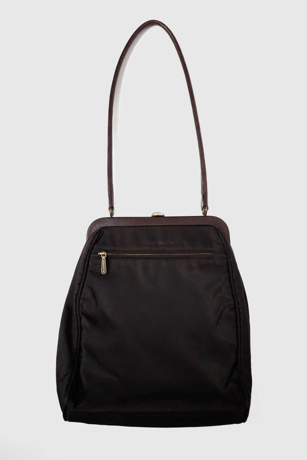 JIL SANDER BROWN BIG CLASP BAG