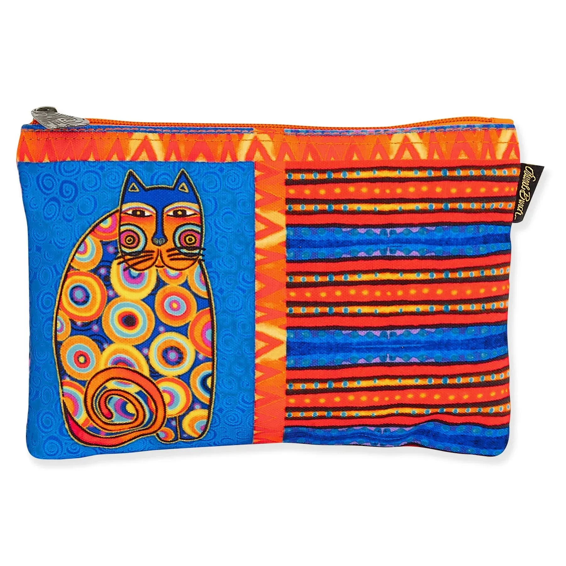 LAUREL BURCH Orange Cat Stripes Cosmetic Bag