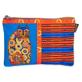 LAUREL BURCH Orange Cat Stripes Cosmetic Bag