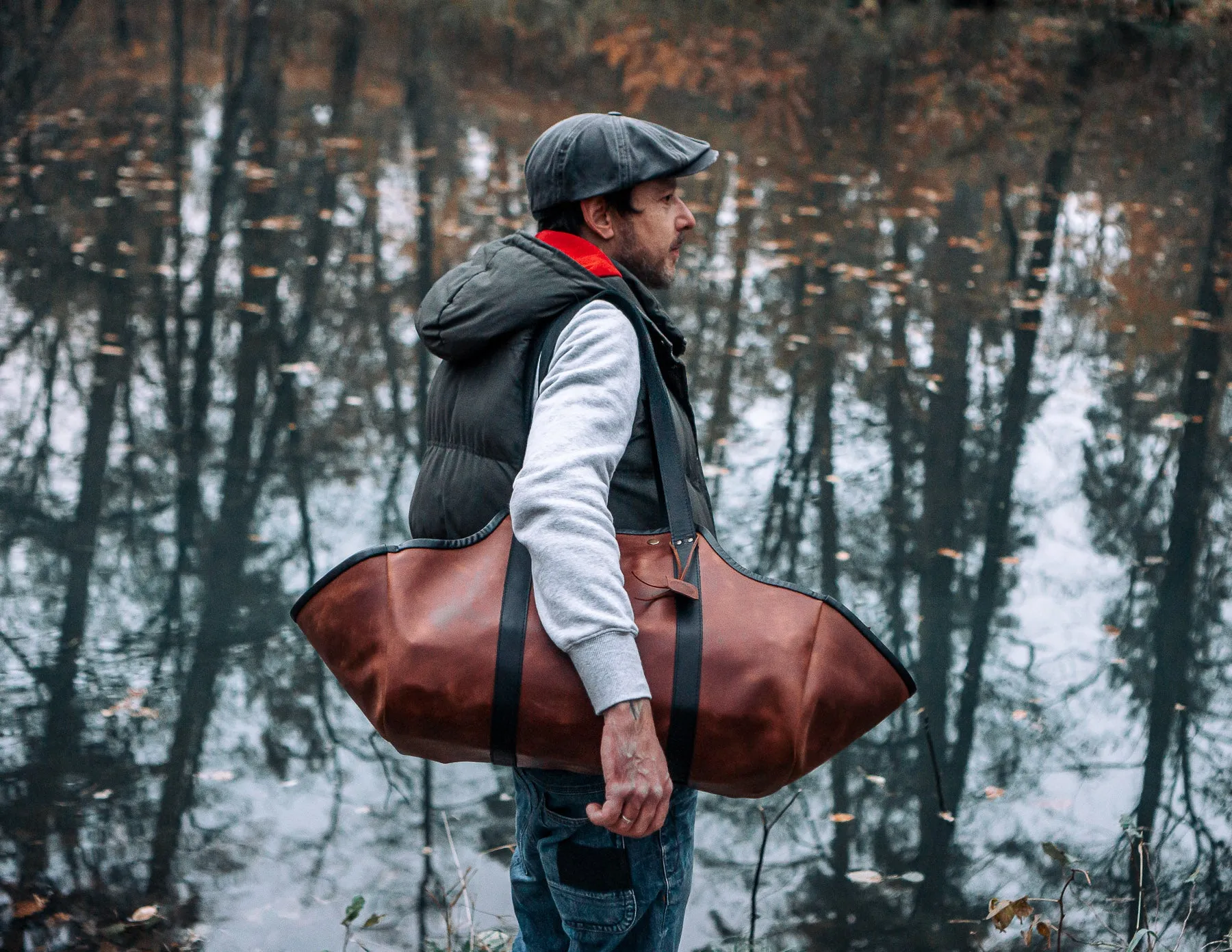 Log Carrier, Firewood Leather Bag, HandMade