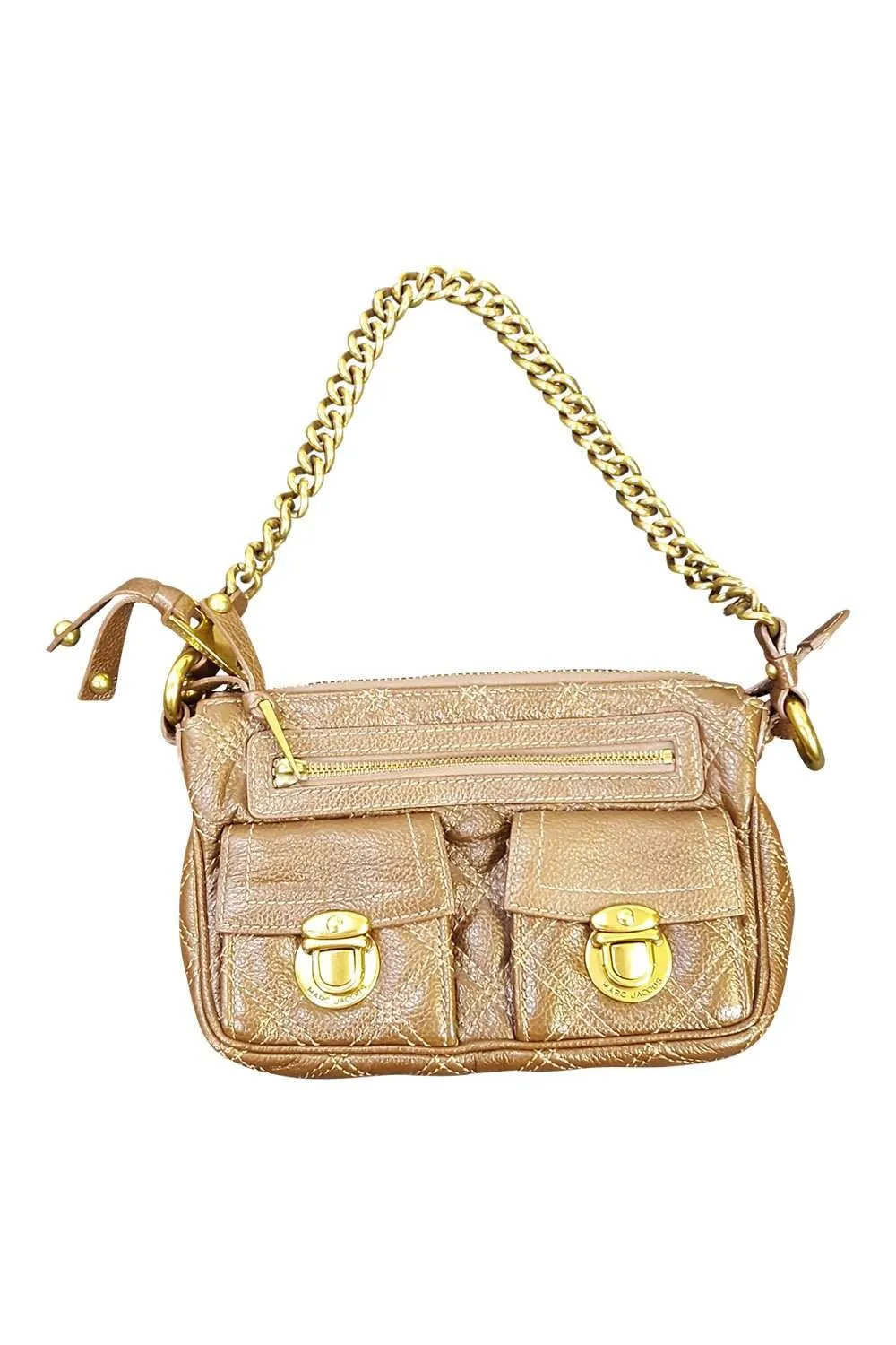 MARC JACOBS Brown Quilted Mini Chain Handle Bag (XS)