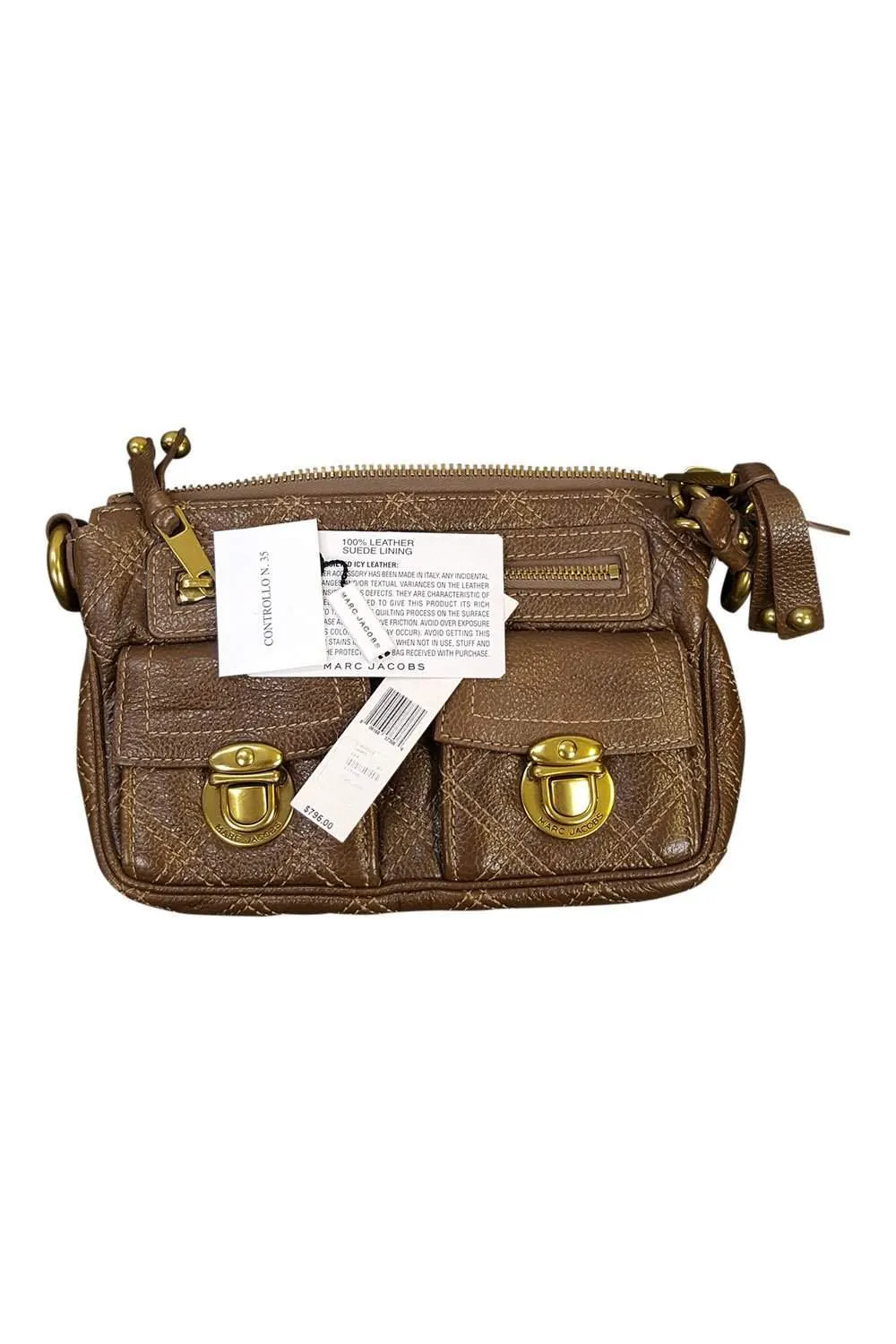 MARC JACOBS Brown Quilted Mini Chain Handle Bag (XS)