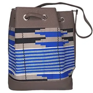 Medium Grey Bag with Blue Abstract Print