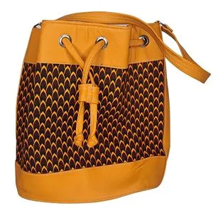 Medium Yellow Bag with Yellow and Black African Print