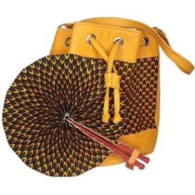 Medium Yellow Bag with Yellow and Black African Print