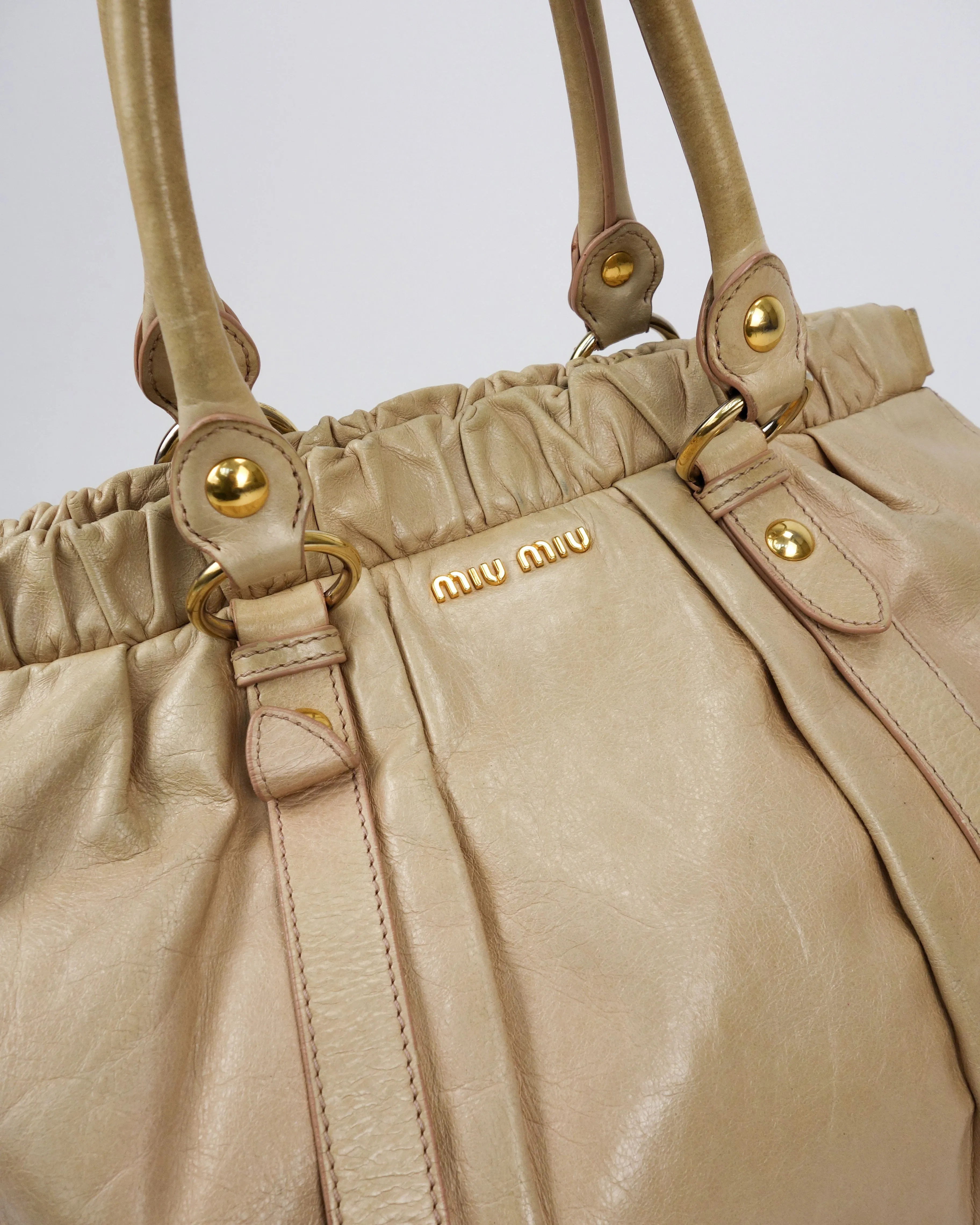 Miu Miu Vitello Tan Leather Bag 2000's