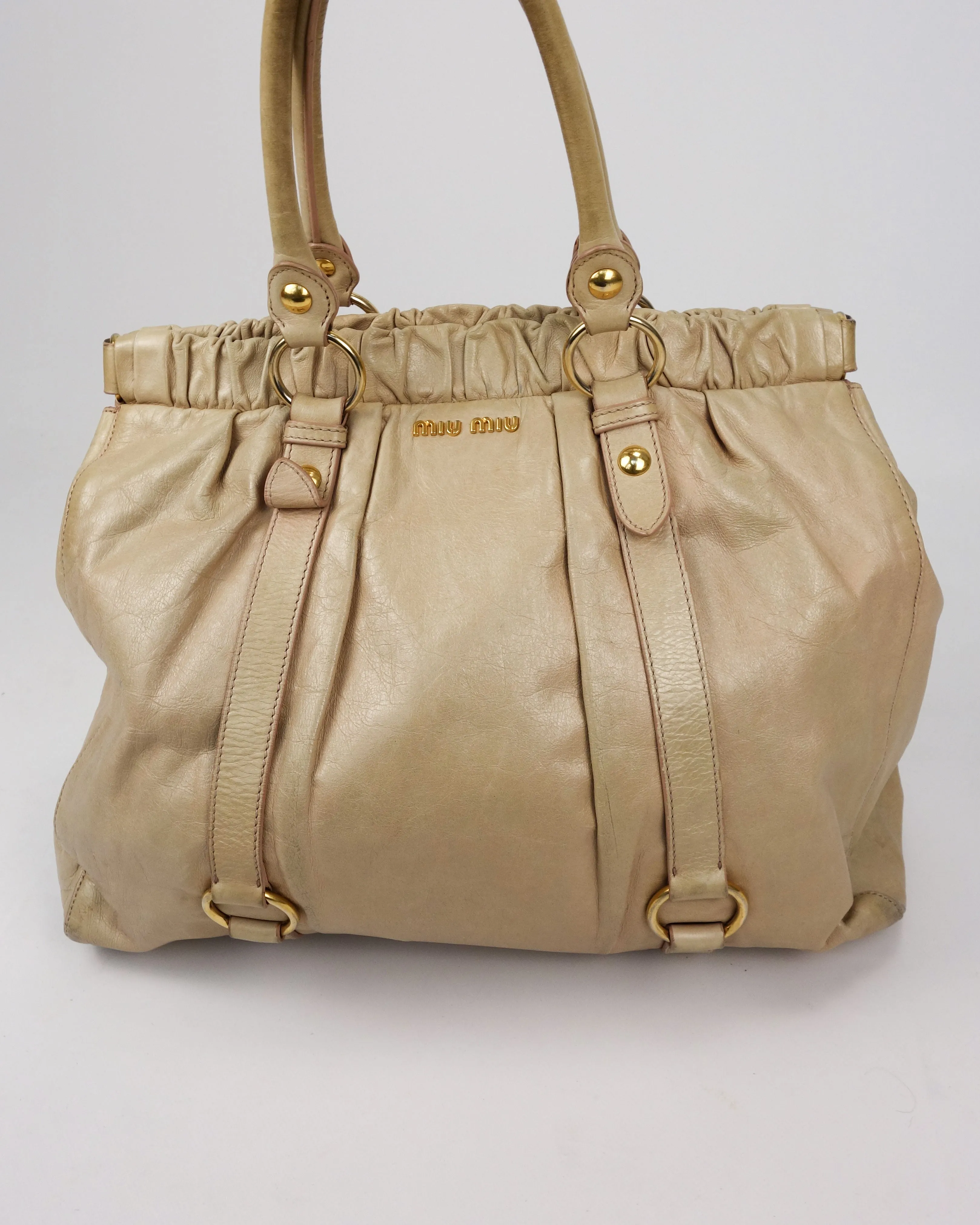 Miu Miu Vitello Tan Leather Bag 2000's