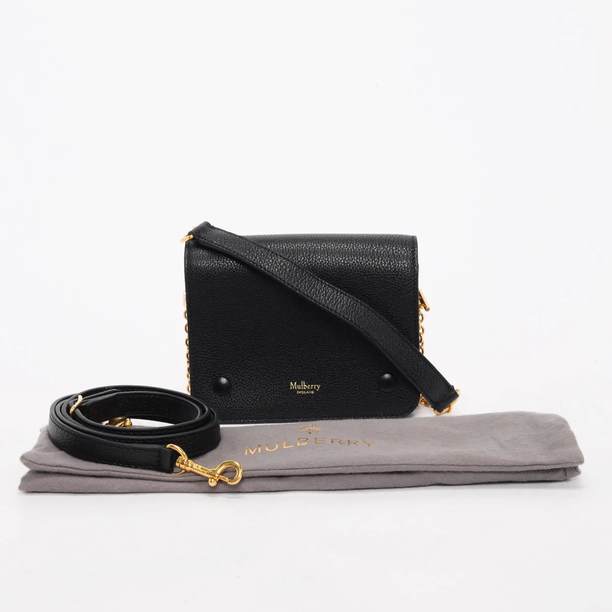 Mulberry Black Classic Grain Small Clifton Bag