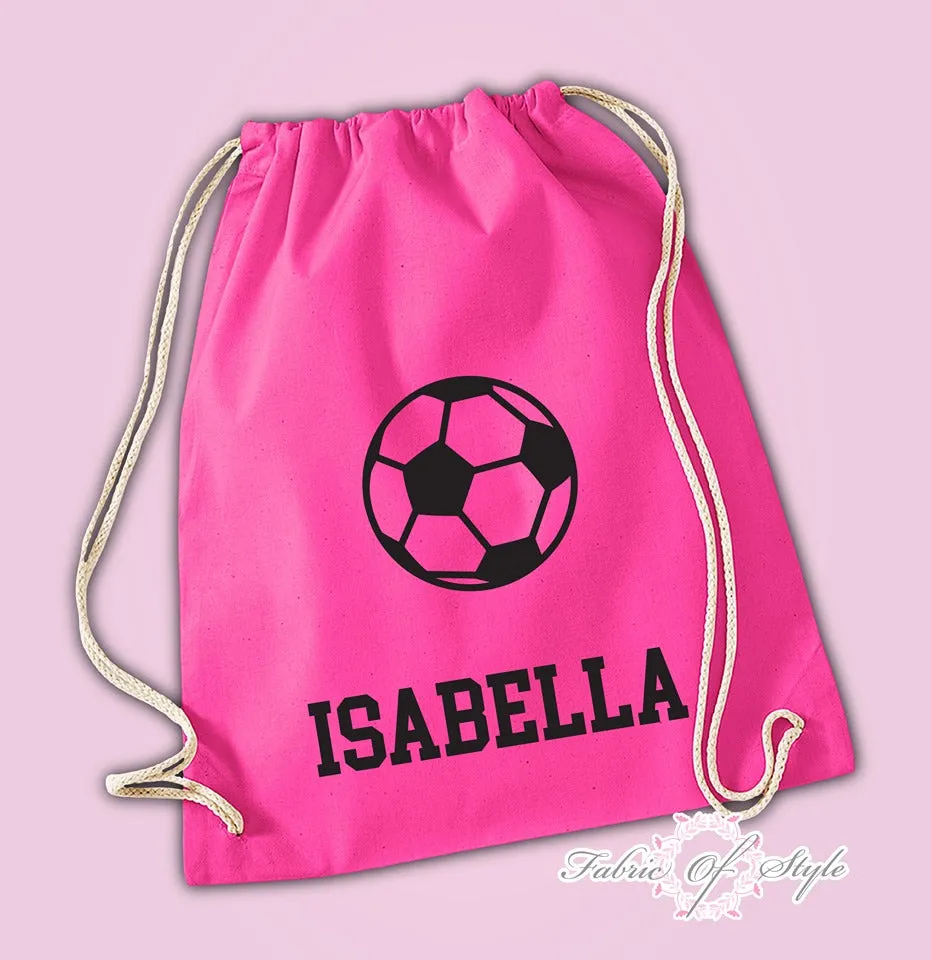 Personalised Any Name Football Back To Drawstring Boy Bag PE GYM School Kids