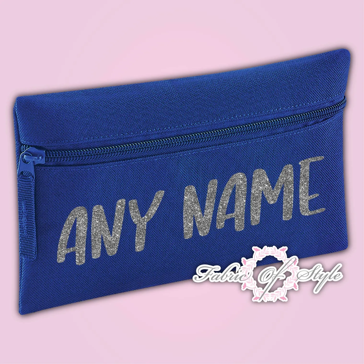 Personalised Any Name Silver Glitter Pencil Case Kids Office Stationery Back To School Zip School Bag