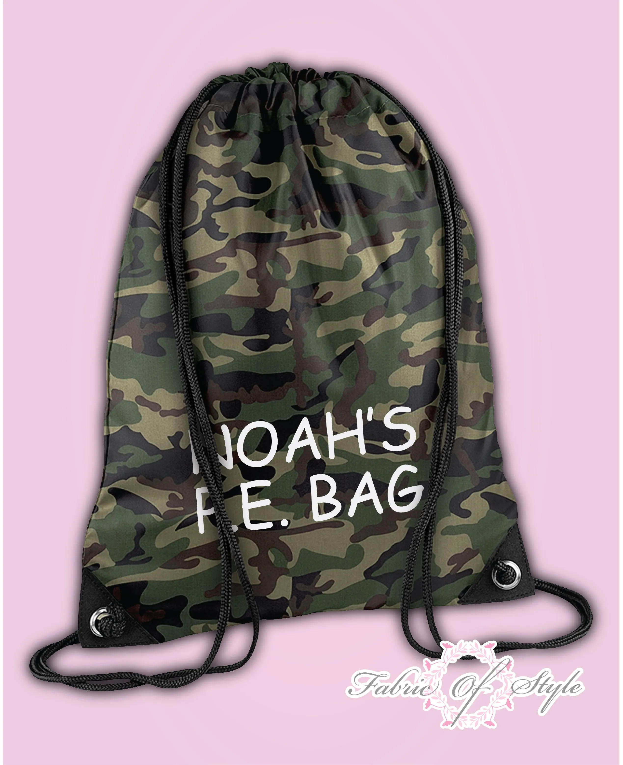 Personalised Camo PE Kit School Back to Boys Gym Kids Backpack Drawstring Bag