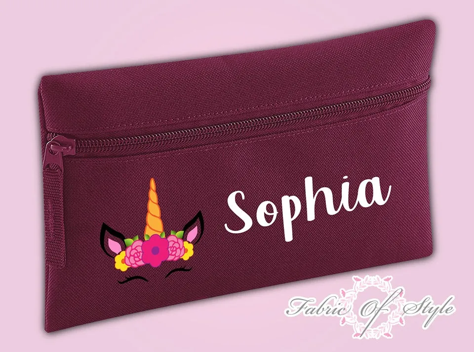 Personalised Unicorn Pencil Case Kids Office Stationery Back To School Zip School Bag