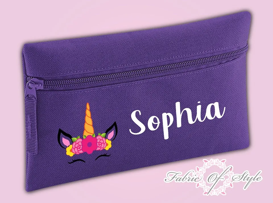 Personalised Unicorn Pencil Case Kids Office Stationery Back To School Zip School Bag