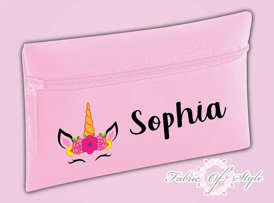 Personalised Unicorn Pencil Case Kids Office Stationery Back To School Zip School Bag