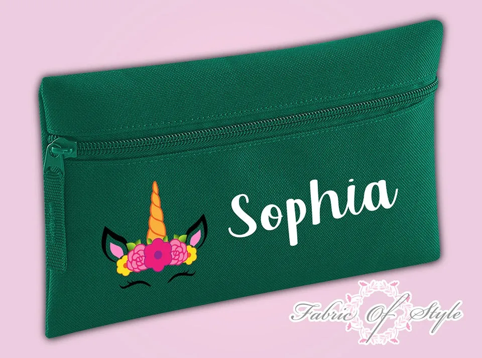 Personalised Unicorn Pencil Case Kids Office Stationery Back To School Zip School Bag