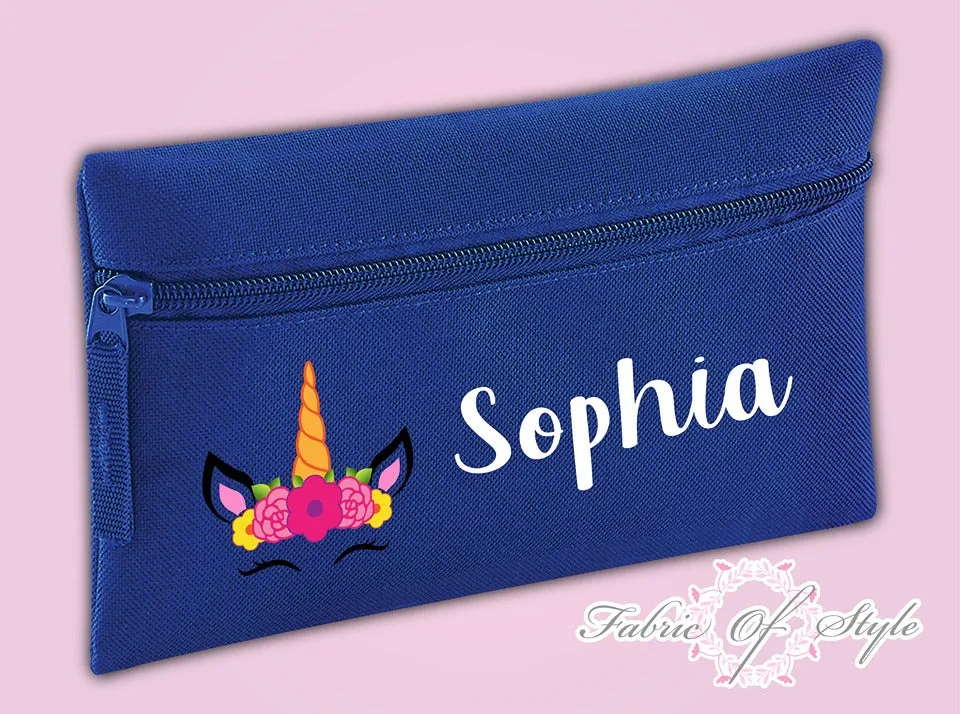 Personalised Unicorn Pencil Case Kids Office Stationery Back To School Zip School Bag