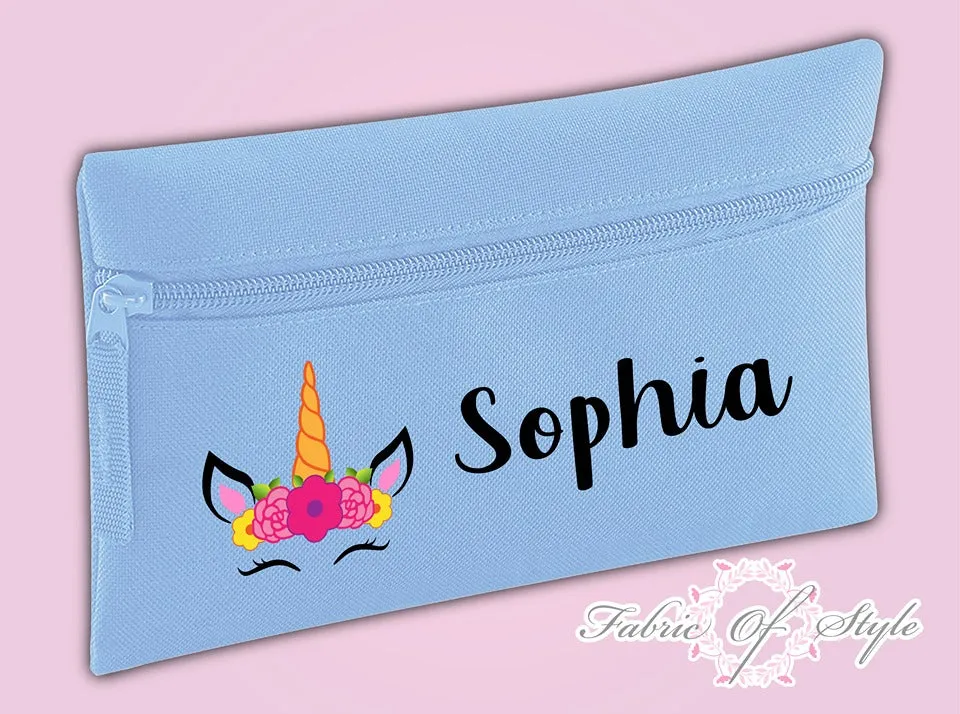 Personalised Unicorn Pencil Case Kids Office Stationery Back To School Zip School Bag