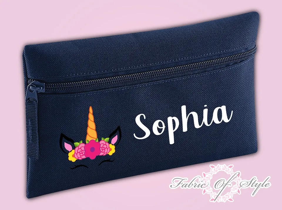 Personalised Unicorn Pencil Case Kids Office Stationery Back To School Zip School Bag