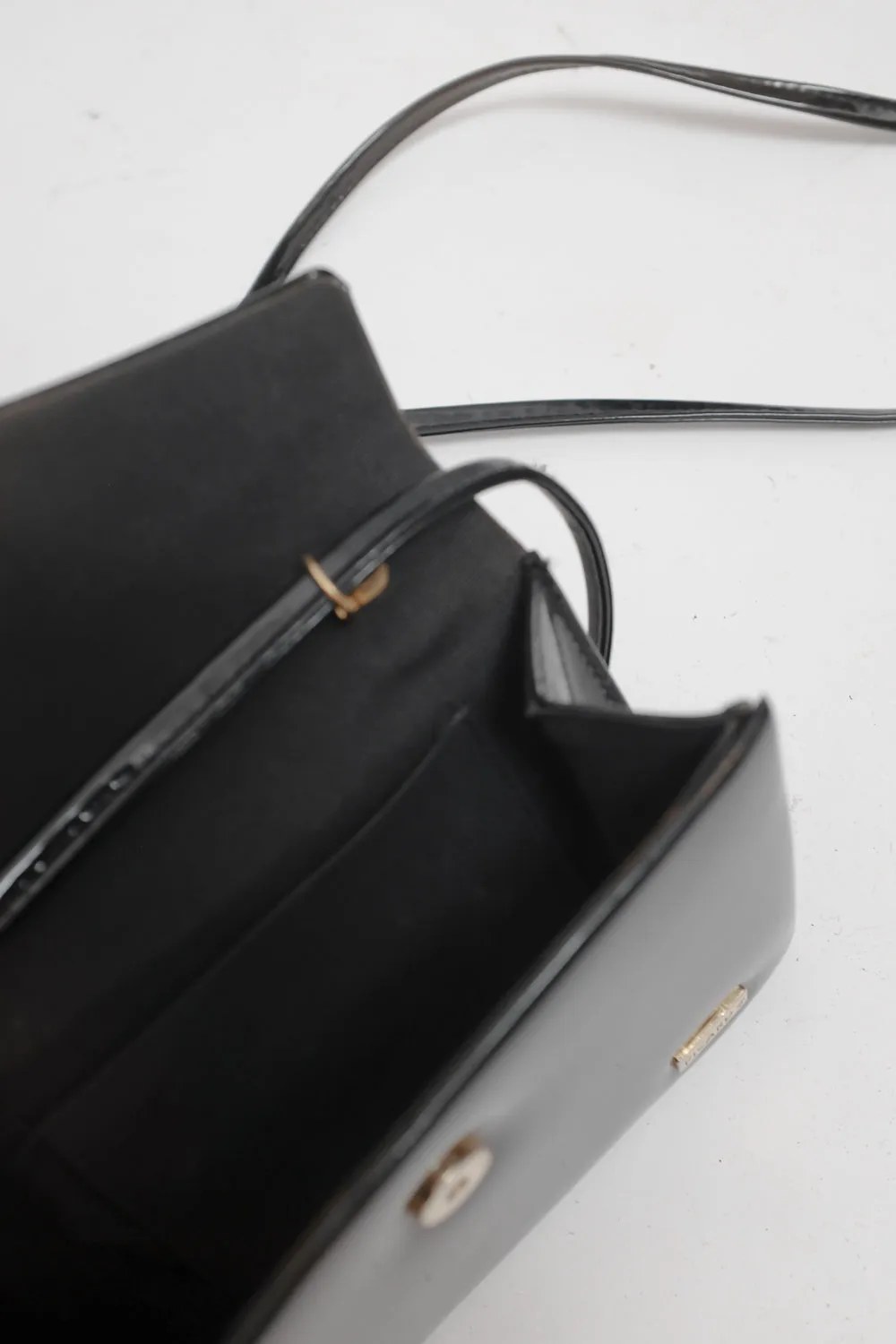 PICARD SMALL BLACK LEATHER PATENT BAG