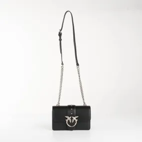 Pinko mini love bag one simply pelle nera argento