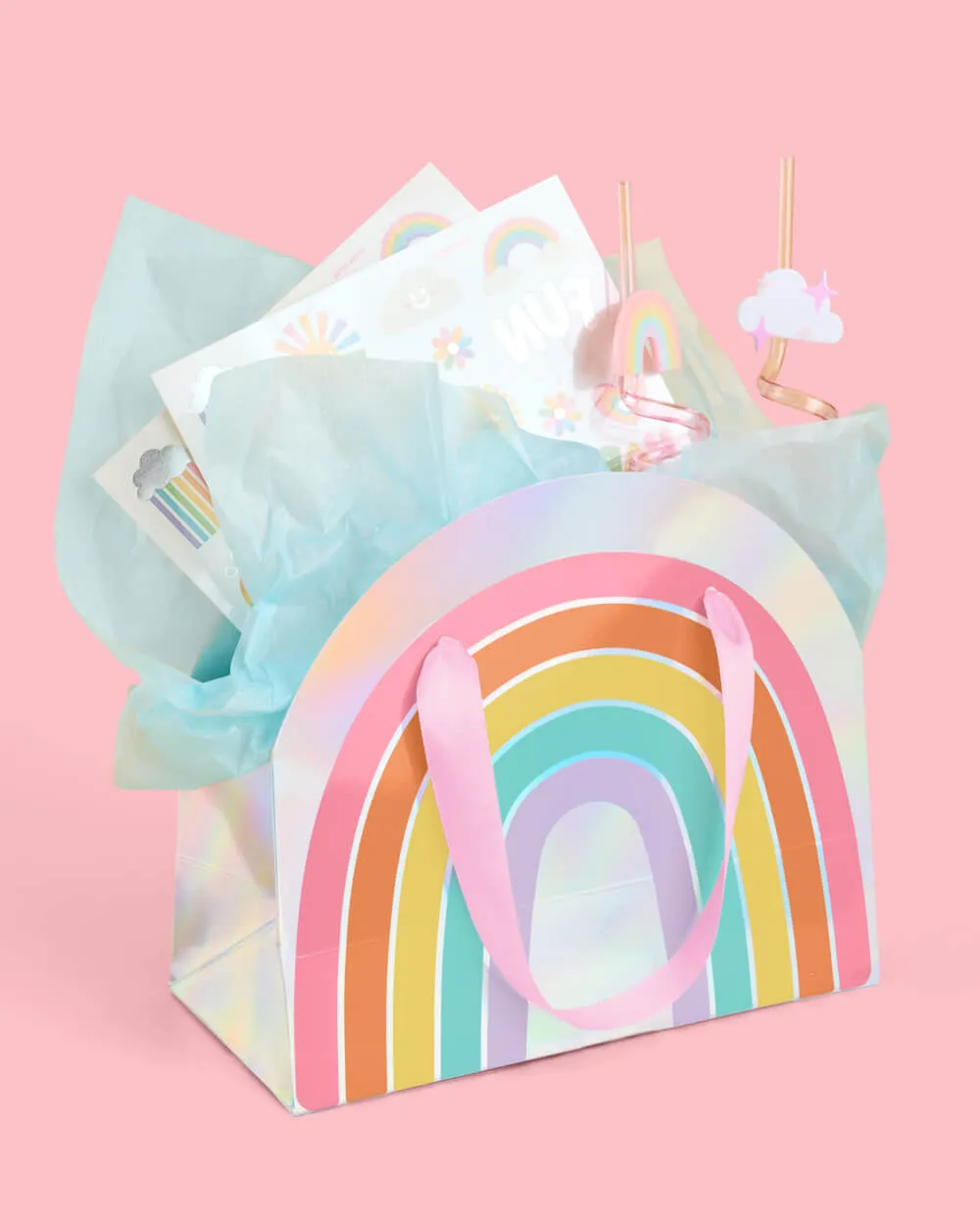 Rainbow Gift Bags - 10 iridescent   rainbow bags