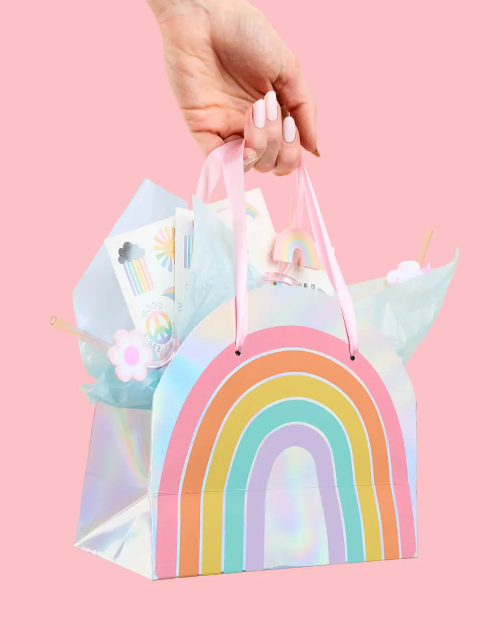 Rainbow Gift Bags - 10 iridescent   rainbow bags