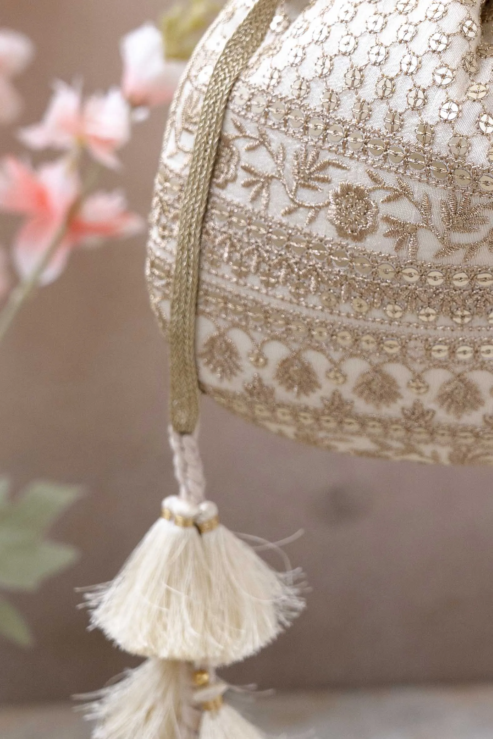 Resham Potli Bag - Off white