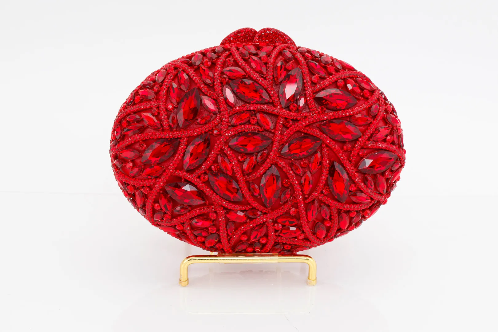 Ruby Jeweled Oval Evening Bag