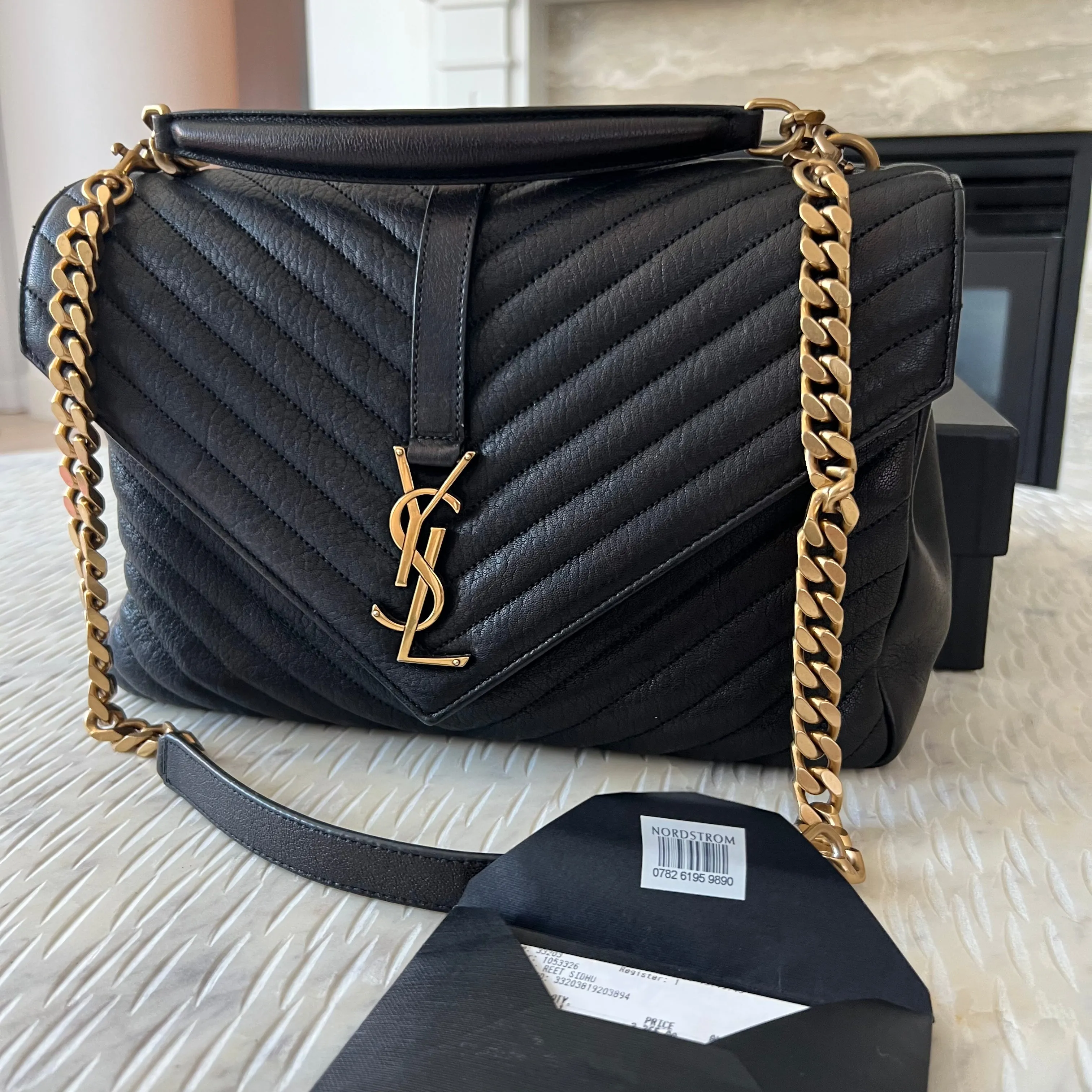 Saint Laurent COLLEGE LARGE CHAIN BAG IN QUILTED LEATHER