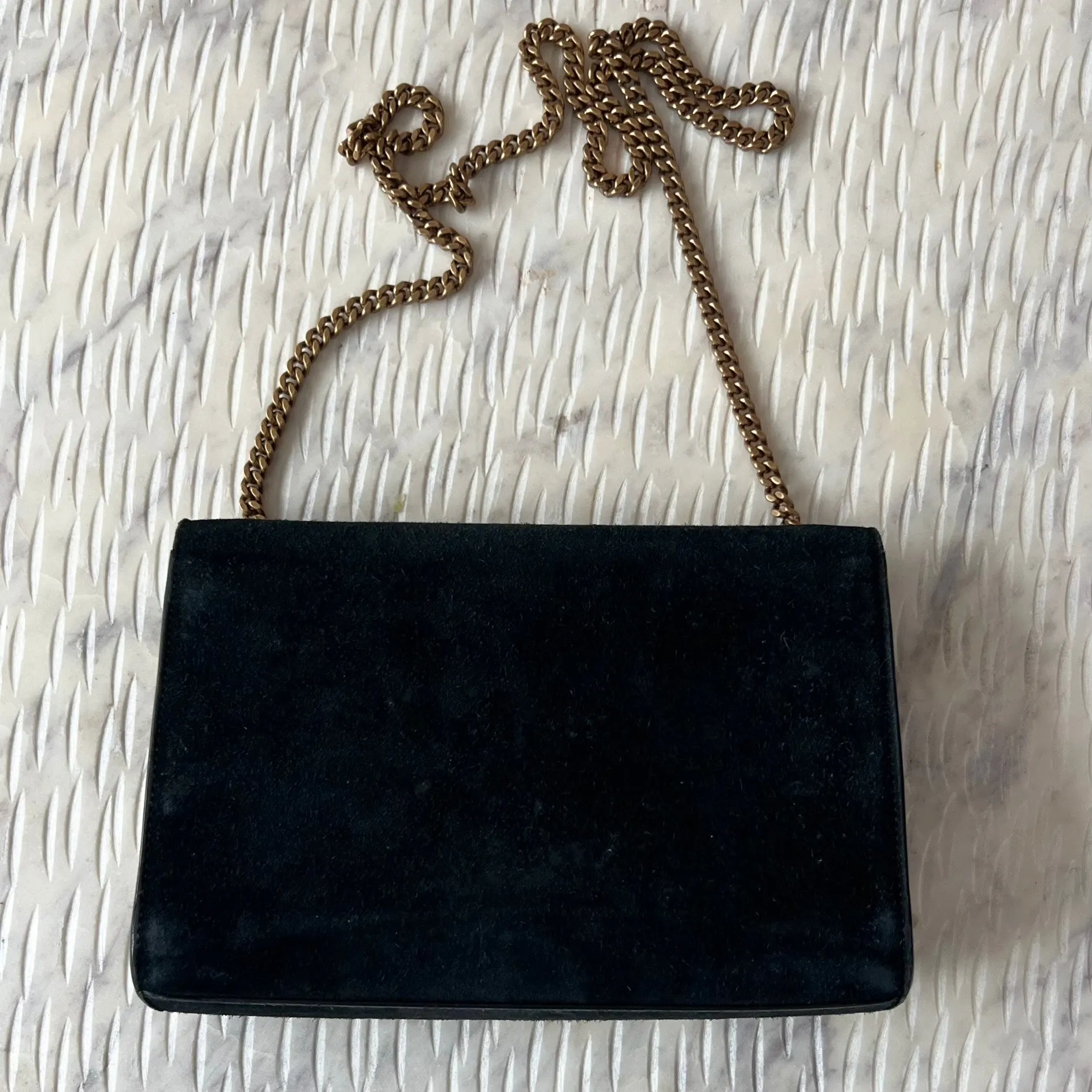 SAINT LAURENT CRYSTAL EMBELLISHED KATE CHAIN BAG