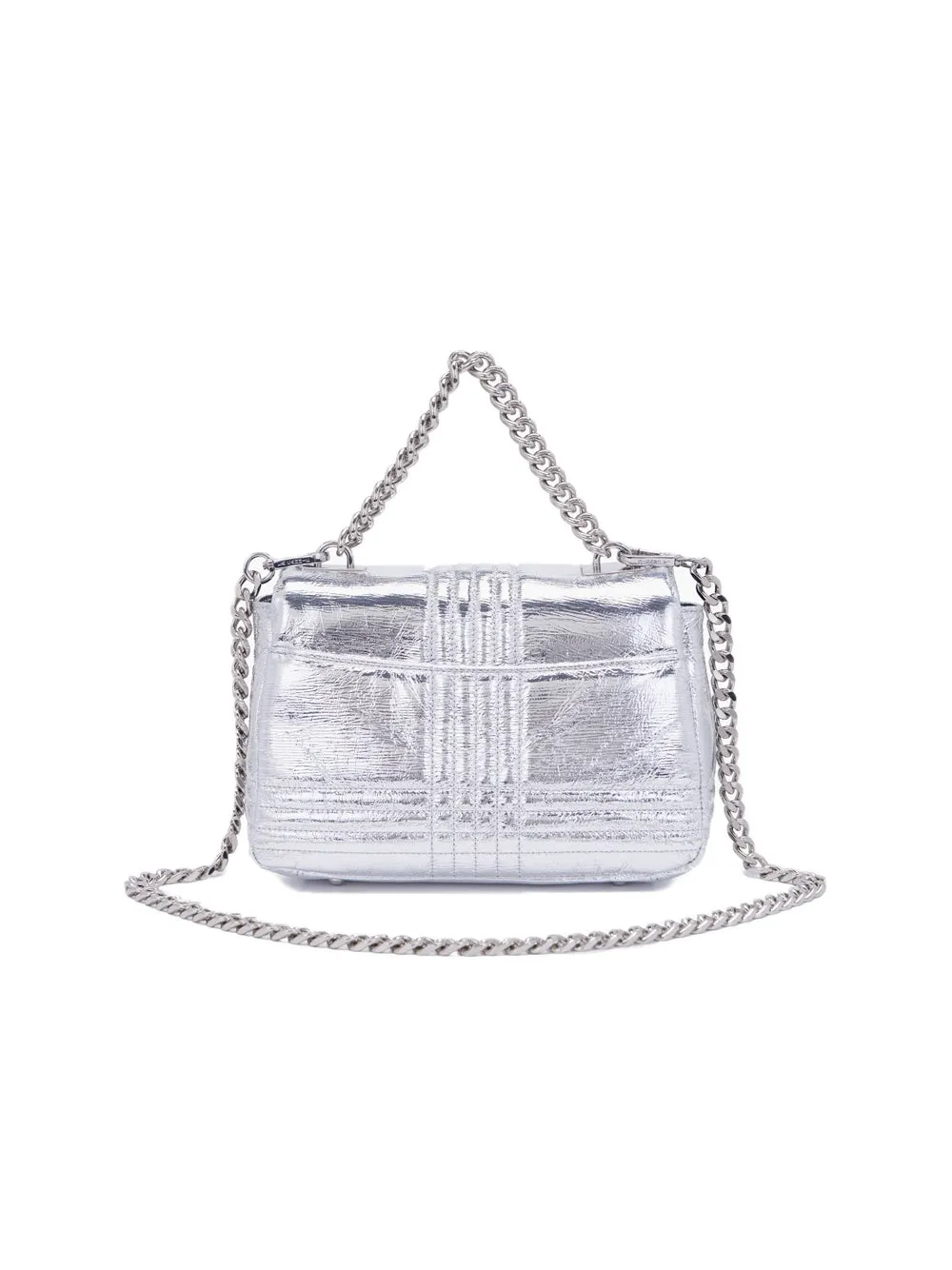 Shiny Stephy Med. Hand Bag Laminated Leather - Silver