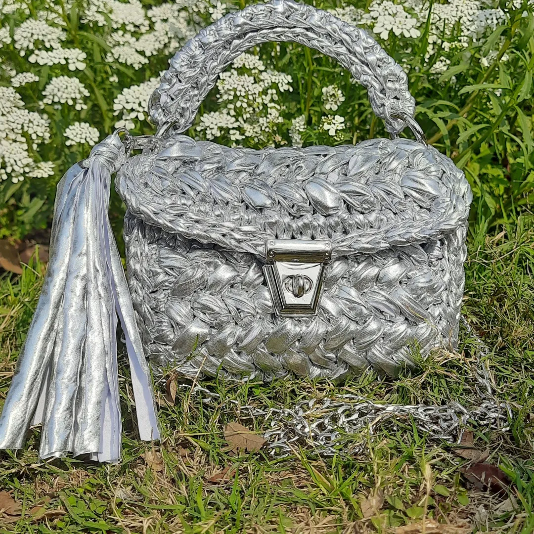 Shiroli Handmade Designer All Metallic Slivery Bag