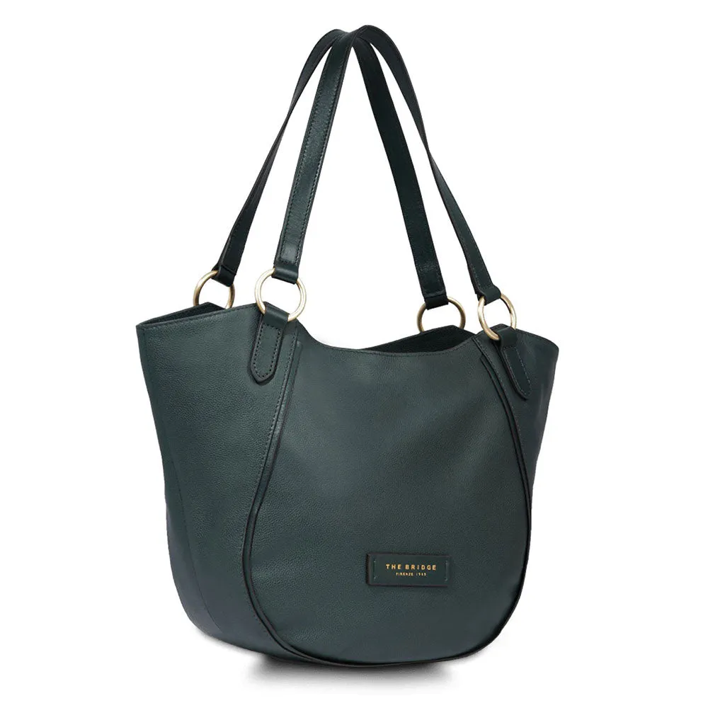 Shopping Bag Donna Media THE BRIDGE linea Domitilla in Pelle Verde