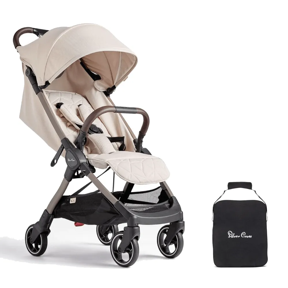 Silver Cross Clic Stroller with Travel Bag - Almond