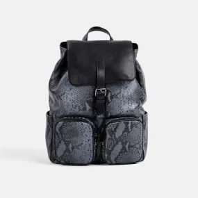 SOHO Black Snakeskin Leather Backpack