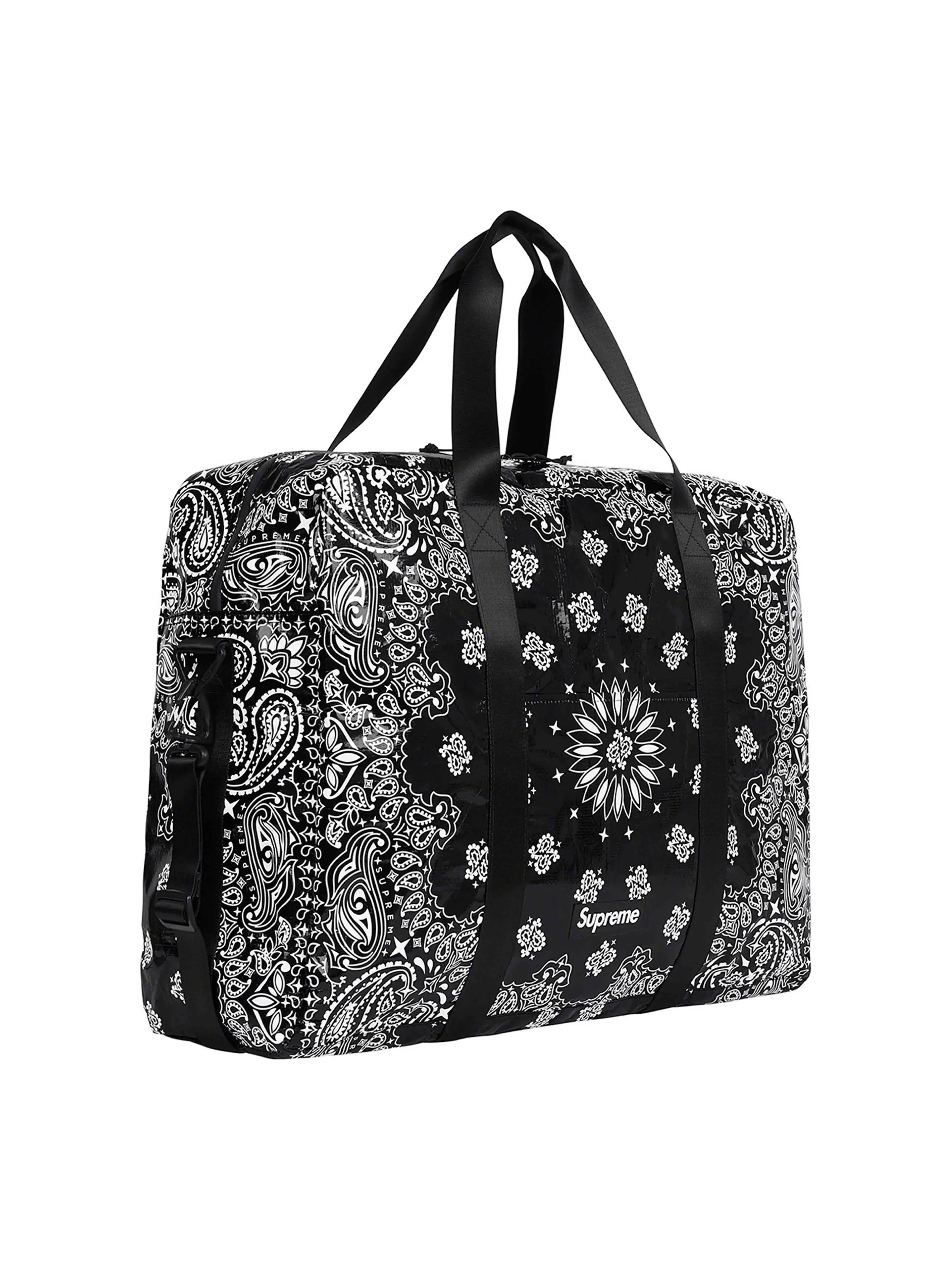 SUPREME BANDANA TARP LARGE DUFFLE BAG BLACK [SS21]