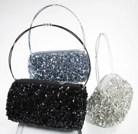 Suzie Blue Sequin Barrel Bag