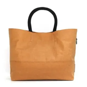 Tan vegan washable paper bag by Bare Instinct