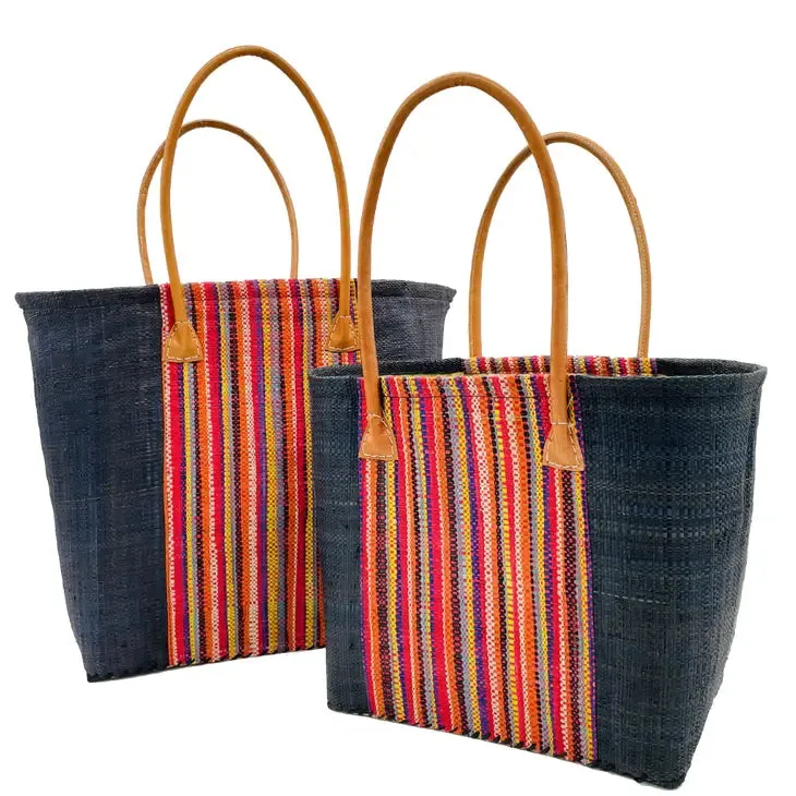 Tasmania Two Tone Melange Straw Basket Bag