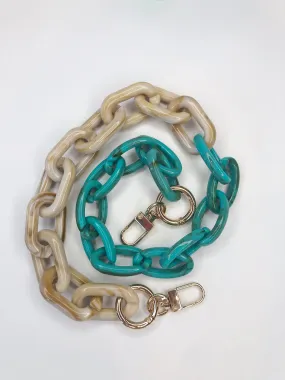 Turquoise & Beige Curb Chain Bag Strap