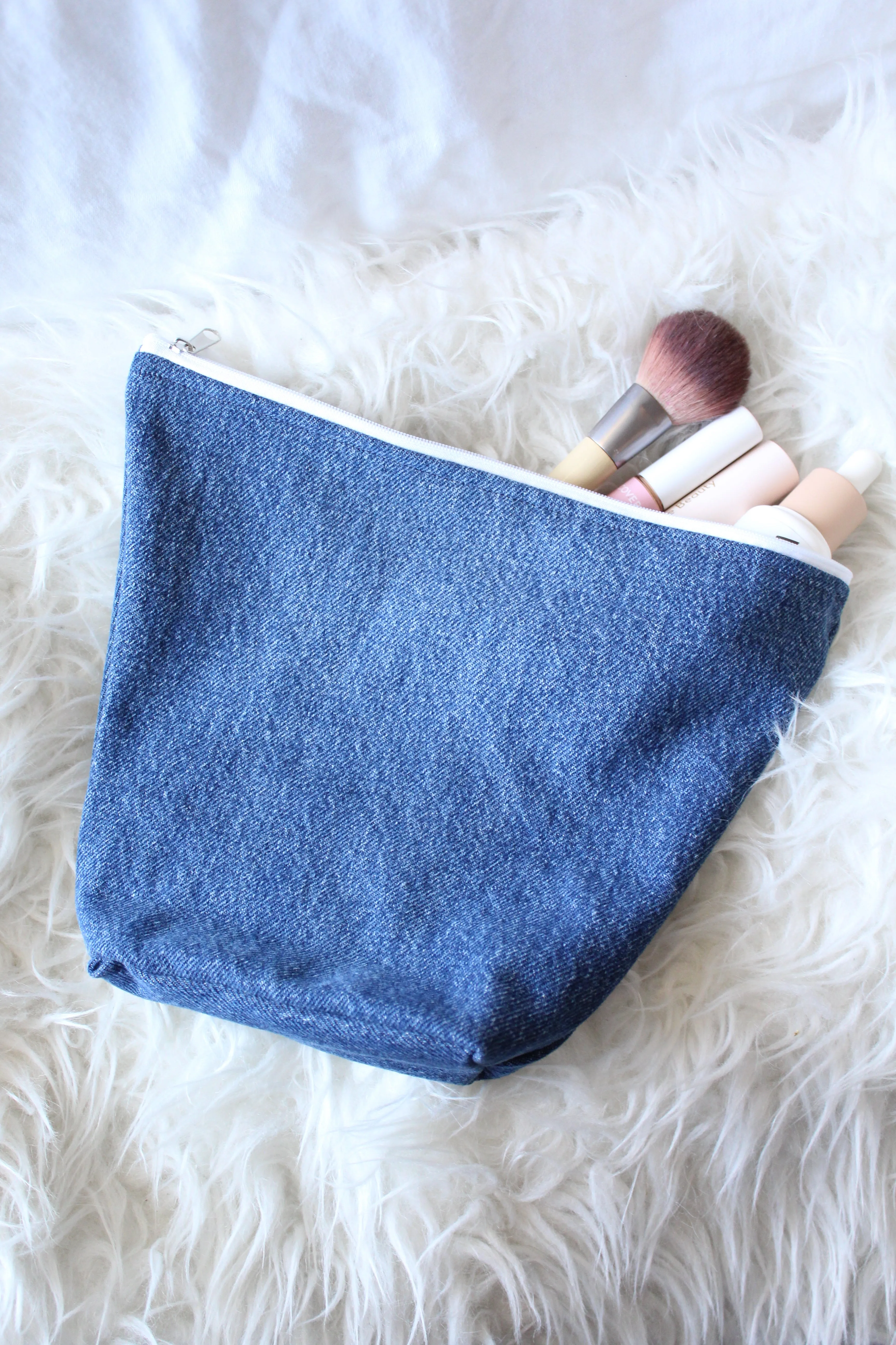 Vintage Denim Make Up Bag