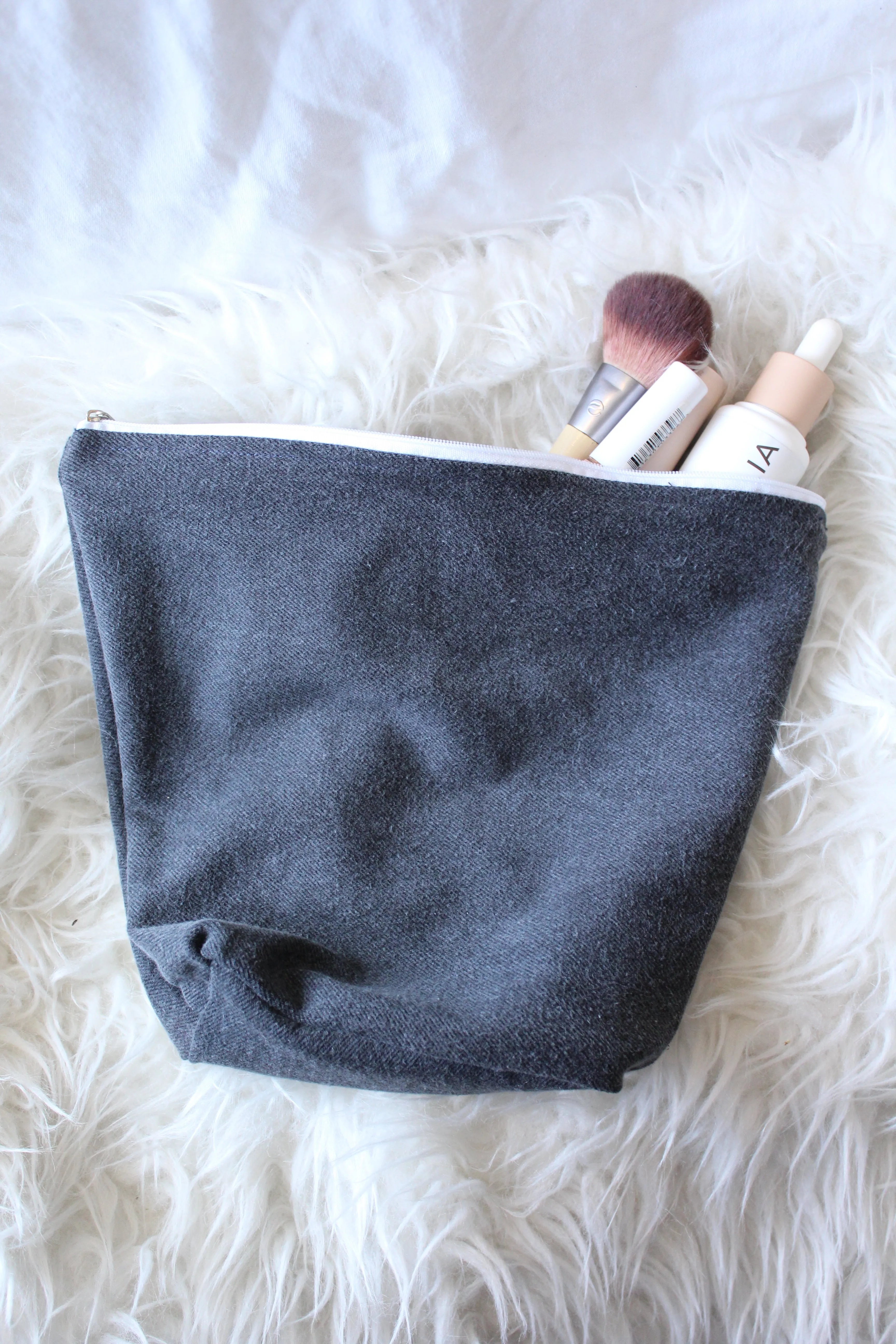 Vintage Denim Make Up Bag