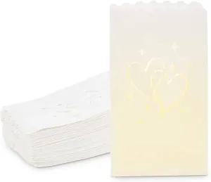 White Luminary Bags for Weddings and Party Decor (10 x 5.9 x 3.5 in, 60 Pack)